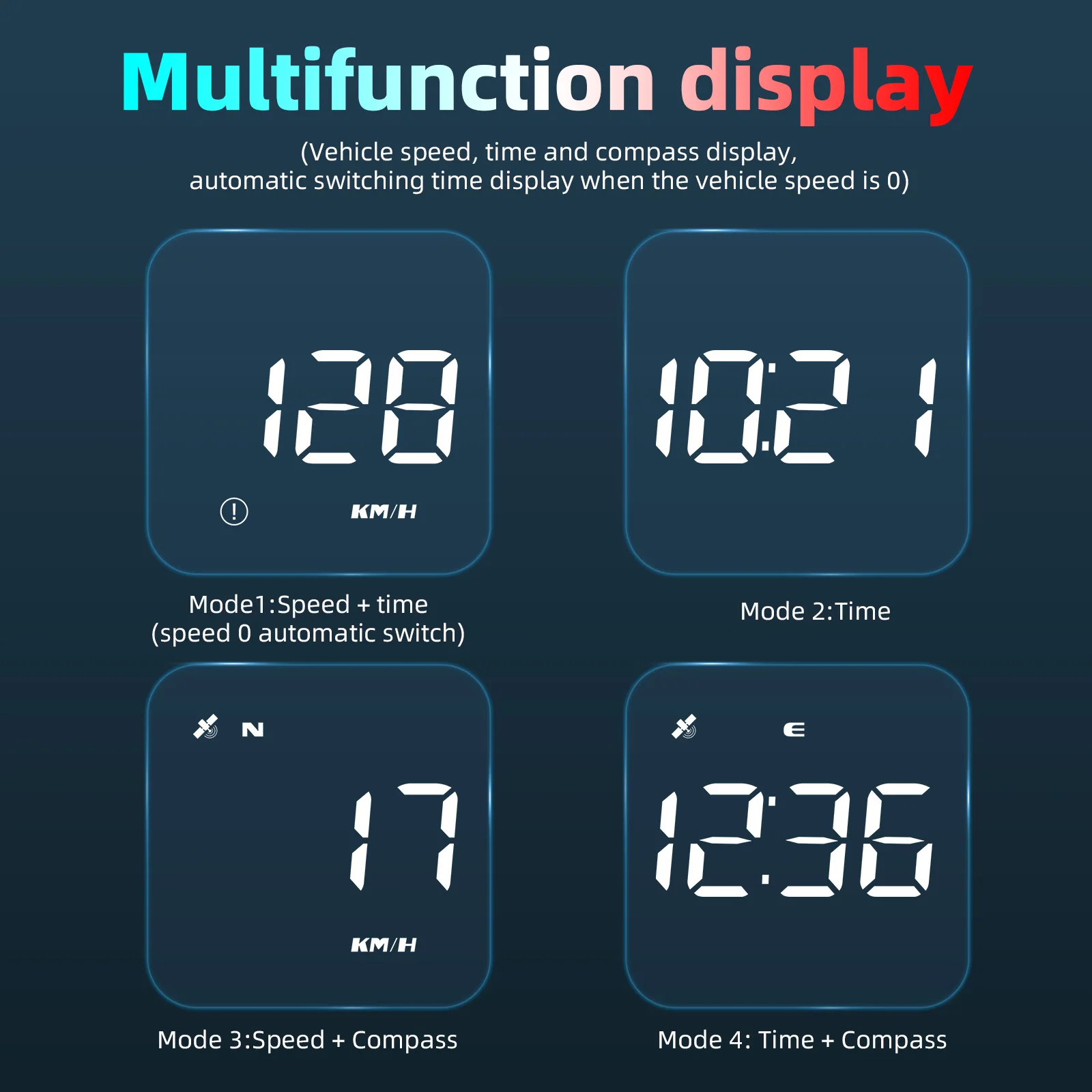 Picture 6: G4S GPS Large Font Head Up Display Car White Green LED HUD MPH KMH Compass GPS Speedometer With Overspeed Alarm Car Accessories
