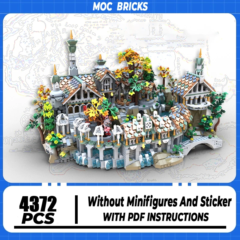 

Maigic Rings Moc Building Blocks Rivendell Mini Twilight Valley Модель Замок Кирпичи DIY Сборка Знаменитый вид на улицу Игрушки Подарки