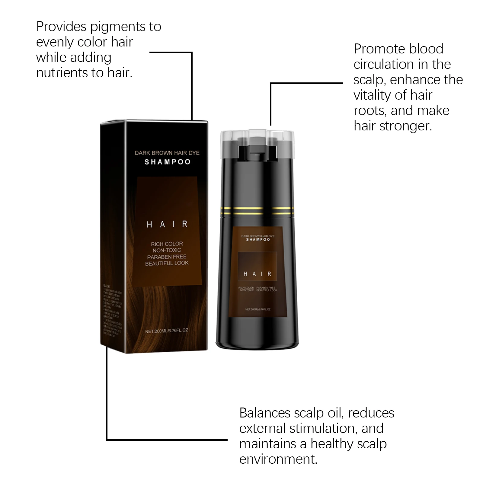 Hair Dye Shampoo Permanent Dye Easy to Color Strengthen Nourish Smoothing Non-irritating Lasting Moisturizing Hairdressing Care 3