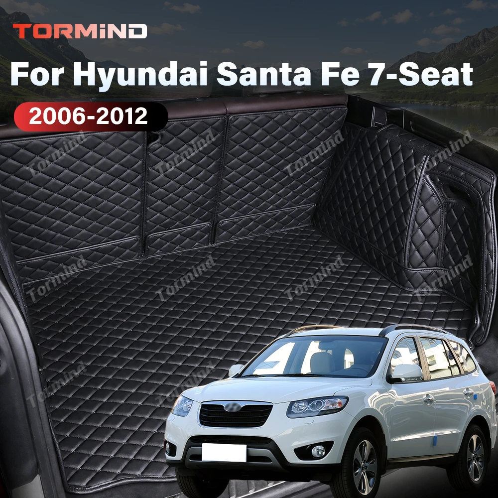 Tormind For Hyundai Santa Fe 7-Seat 2006-2012 Car Trunk Mats Carpet Cargo Liner Car Backrest Pad Interior Accessories Protector