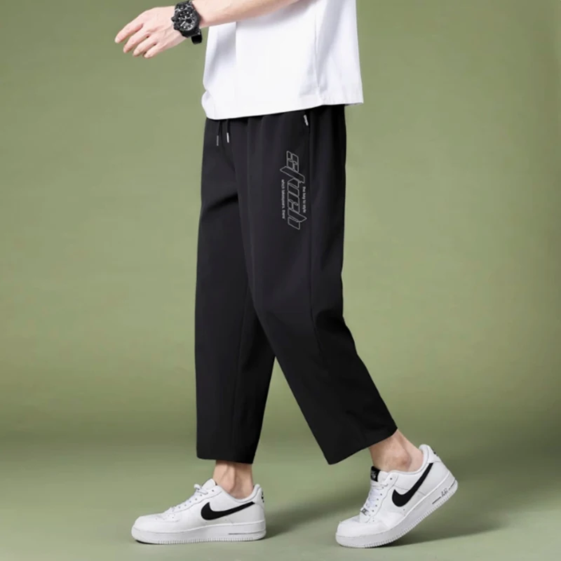 Simple casual sports pants spring and autumn fashion brand new male trend 2024 all loose nine-point pants