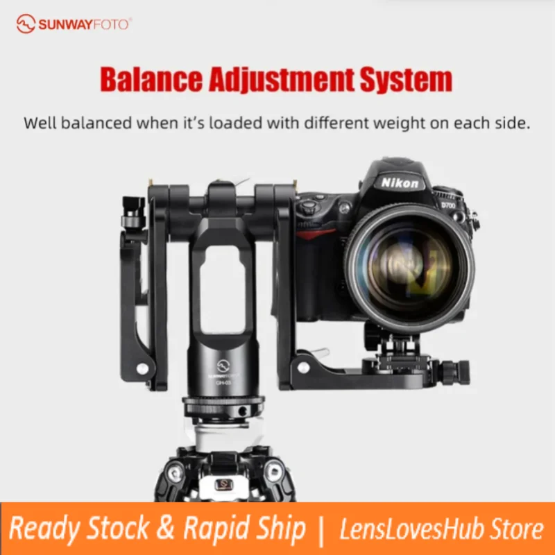 

SUNWAYFOTO Dual-camera Gimbal Head for Tripod Aluminum Load 66 lbs(30 Kgs）o Lenses Camera