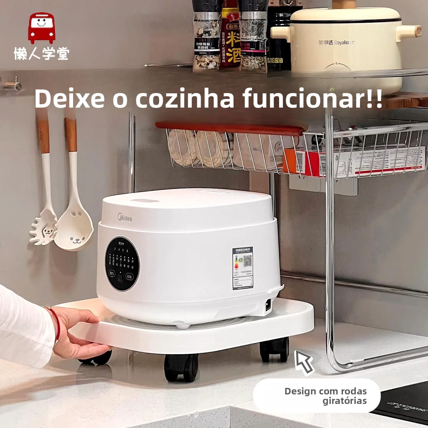 Base Móvel Multifuncional para Micro-ondas e Panela Elétrica, Suporte Deslizante para Forno e Prateleira de Armazenamento