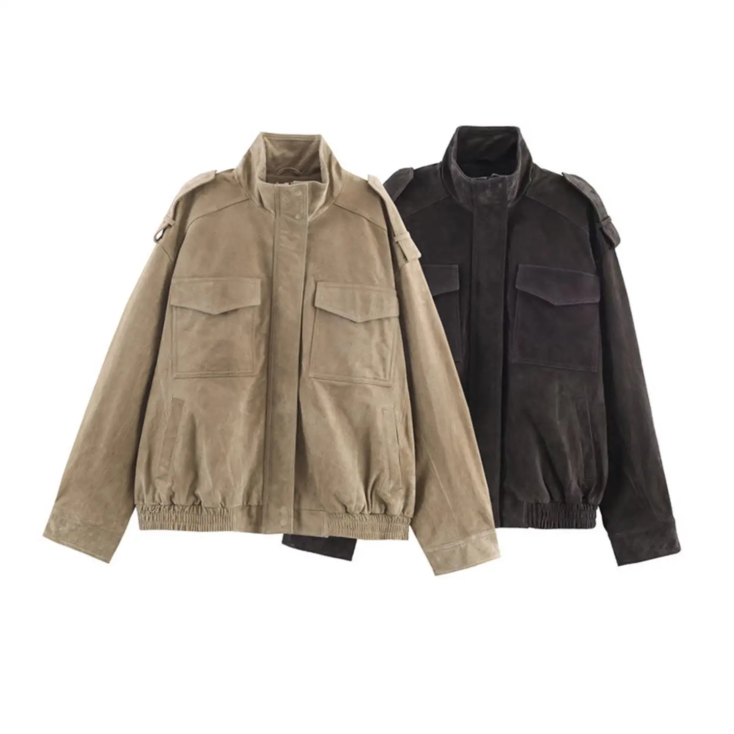 Abrigo informal holgado de corte recto de cuero para mujer, ropa de trabajo de piloto Jaet, prendas de vestir exteriores, temporada de otoño, abrigo europeo Sle ort