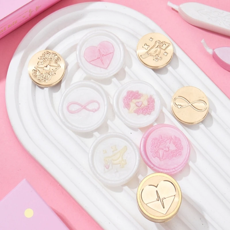 Set Stempel Segel Vintage Dengan Gagang Kayu, Kepala Stempel yang Dapat Diganti, Tongkat Segel