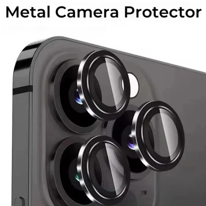 3PCS Camera Lens Protector For iPhone 16 15 14 13 Pro Max 15 16 Plus Metal Ring Protector Glass For iPhone 13 mini Camera Lens