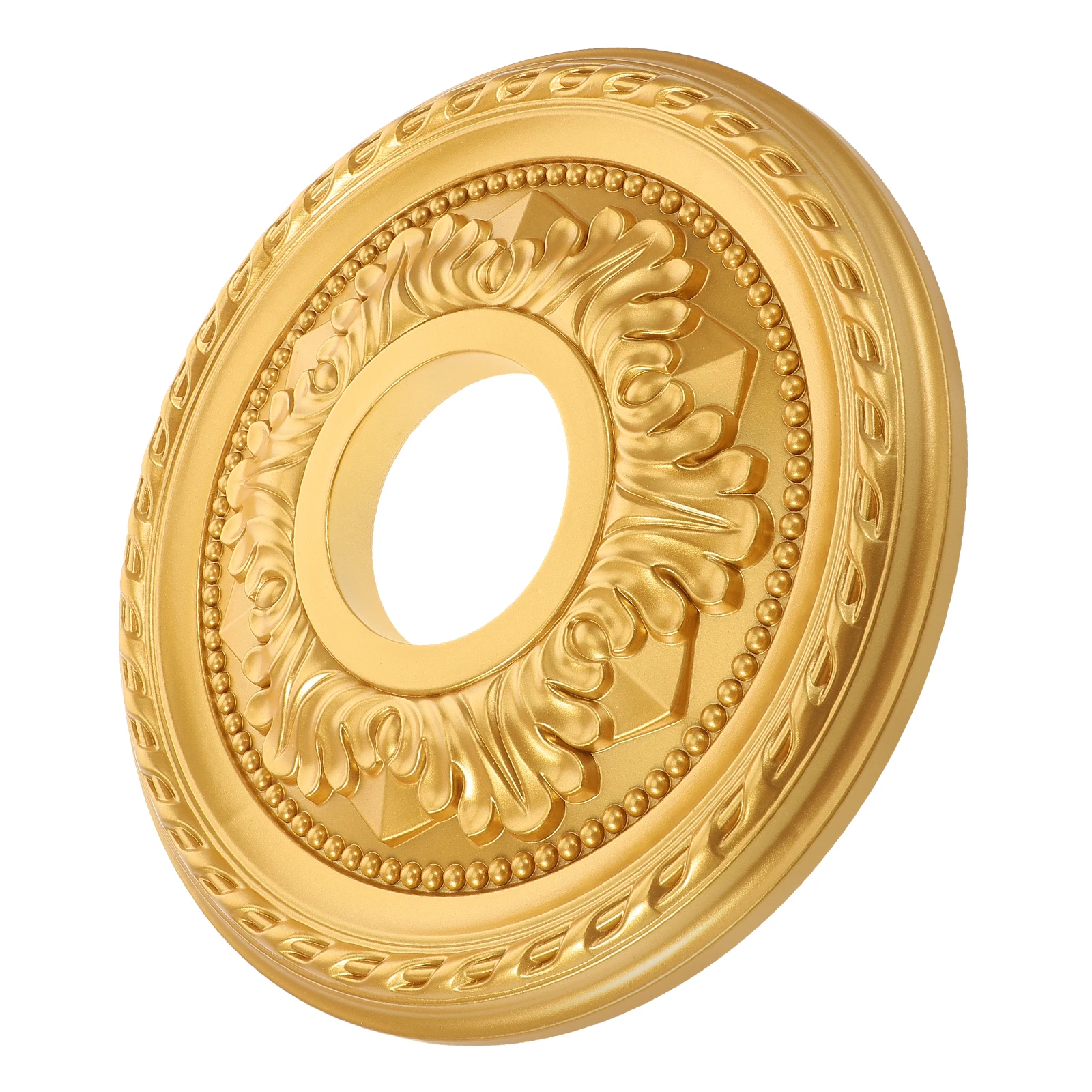 Goldene Runde Deckenrosette Stahlverstärkte PU-Dekorative Deckenplatte Einfache Installation Heim Schlafzimmer Wohnzimmer Beleuchtung