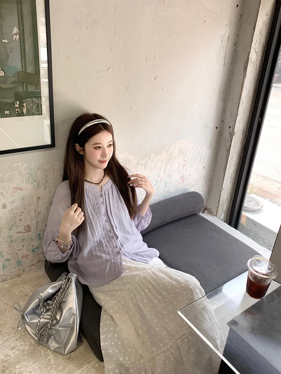 E Csa de Lino y Aodón a Rayas para Mujer, Csa Moderna para Vacaciones, Estilo Yangyang YANUOYU, Diseño de Uvas...