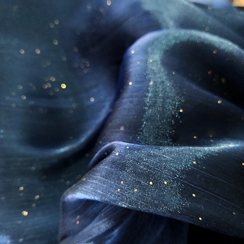 

Shiny Glitter Organza Fabric Starry Sky Gold Foil Sequin Light Yarn Silk Fabric DIY Sewing Material For Shirt Skirt Doll Clothes