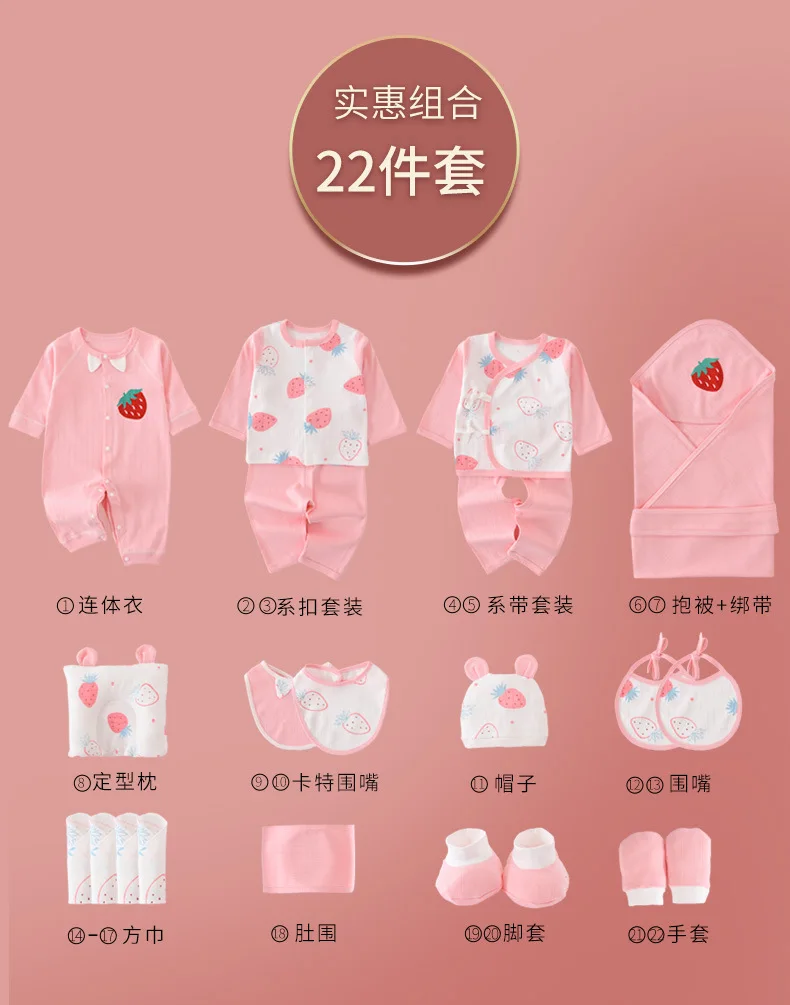 0-6 Months Baby Girl Cotton Clothes Set Cartoon Infant Boy Clothing Suits 24 22 21 Pcs/set Newborn Baby Clothes