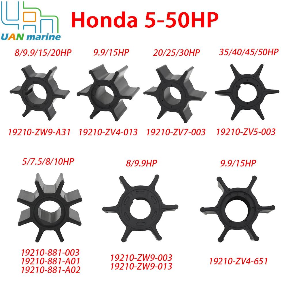 Recommed 5HP-50HP Water Pump Impeller for Honda Outboard 2-stroke 4-stroke  8 9.9 15 20HP 19210-ZW9-A31 19210-ZV4-013