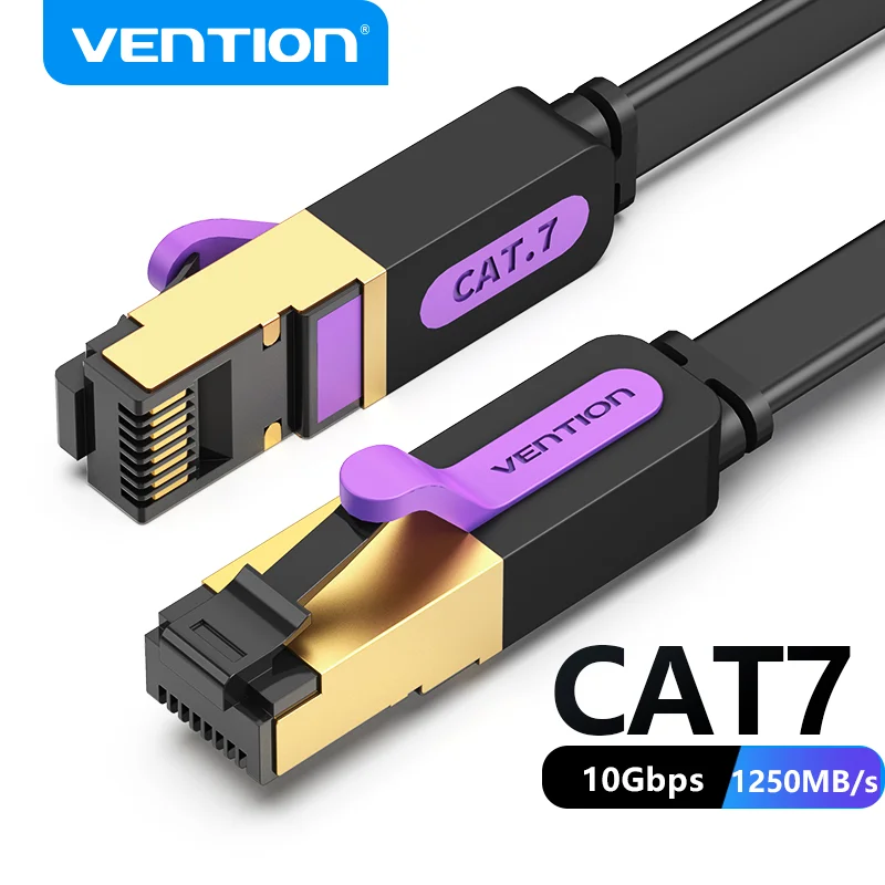 Vention Cat7 Ethernet Cable Cat7 High Speed Flat Gigabit STP RJ45 10Gbps Network Lan Cable for Router PS5 PS4 PS3 Patch Cord