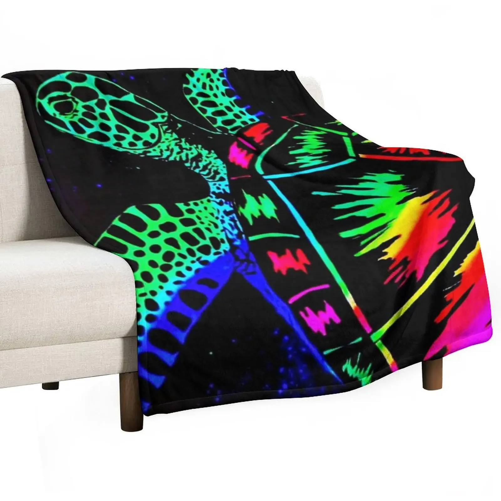Glowing Rainbow Sea Turtle Throw Blanket Quilt Flannel Fabric Thins manga Single Travel Blankets