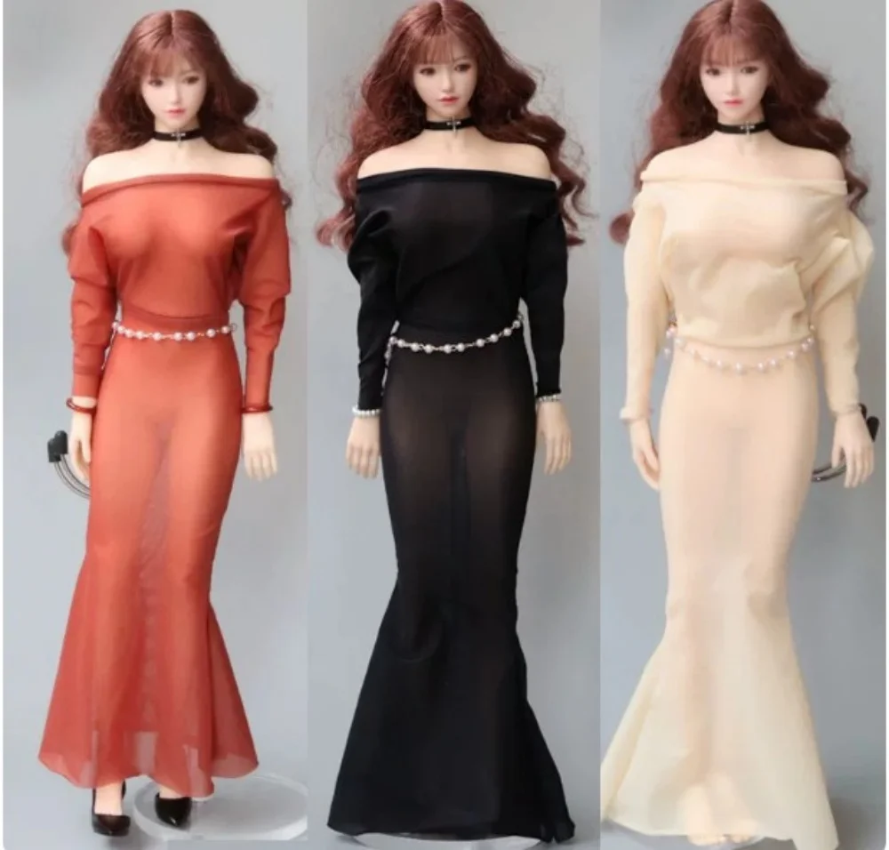 1/6 Scale Female skirt ultra-thin ice silk elastic tight dress F 12Inch figure Clothes Clothes for 12inch Action Figure Toys