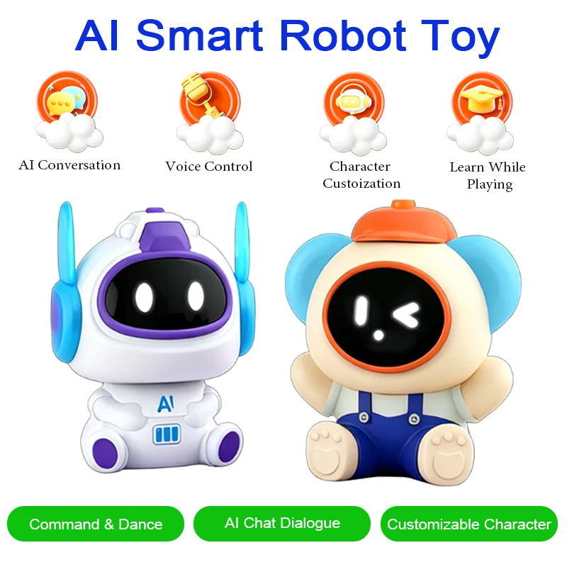 AI Smart Robot Toy with DeepSeek Doubao Intelligent Voice Control Interactive Talking Companion Early Educational Gift for Kids