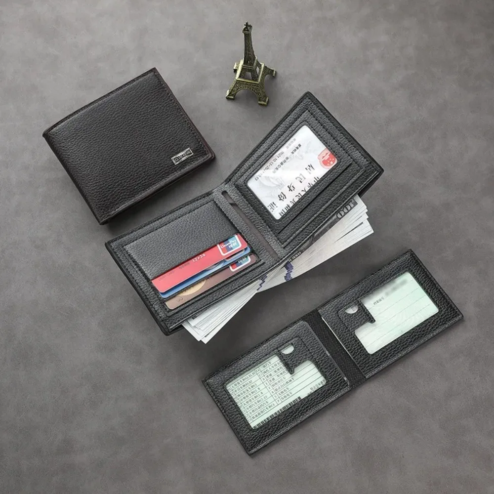 2025 ريترو قصيرة الرجال محافظ حامل بطاقة الائتمان مقاوم للماء الرجال محفظة الكلاسيكية عملة جيب محفظة الذكور السوداء #2