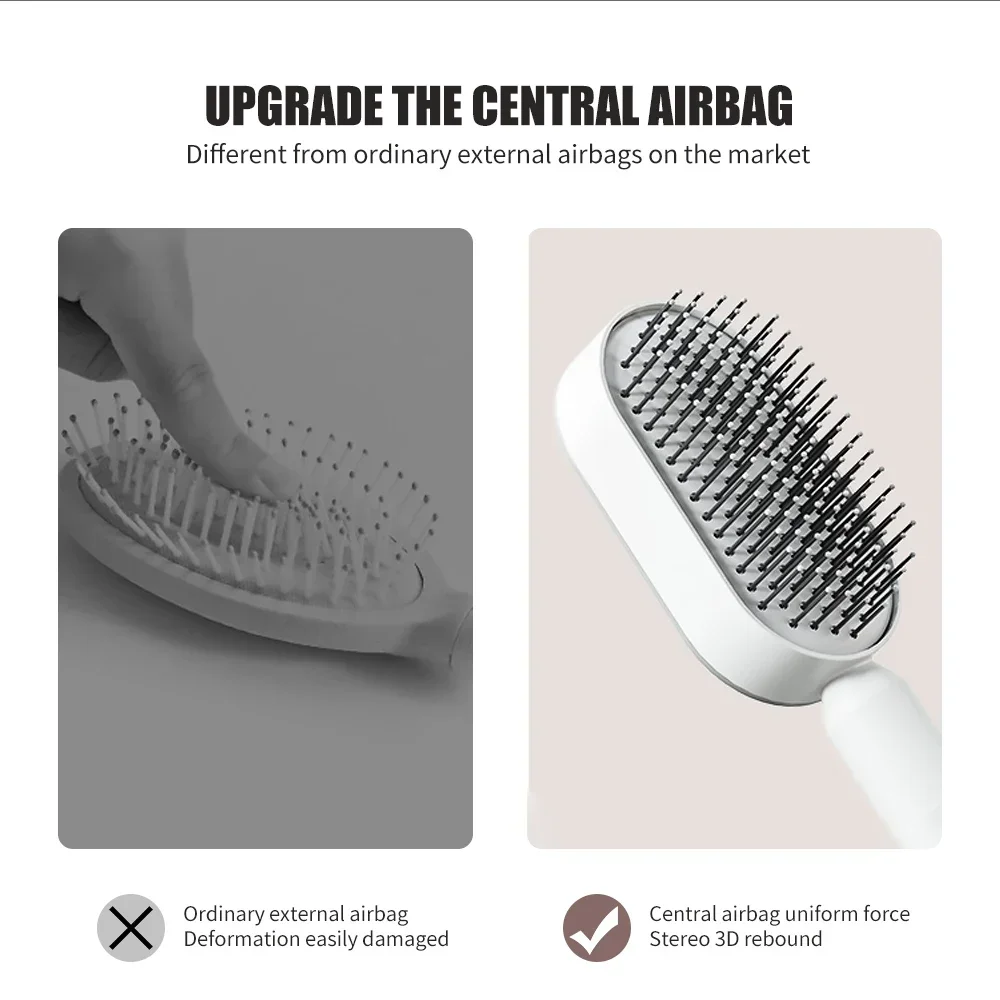 Self Cleaning Hair Brush for Women One-key Cleaning Hair Loss Airbag Massage Scalp Comb Anti-Static Hairbrush Styling Tools