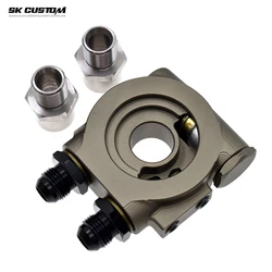 SK CUSTOM Car Conversion Aluminum Oil Cooling Adapter Oil Cooling Kit Sandwich Panel Thermostat Adapter 80° AN10 AN8