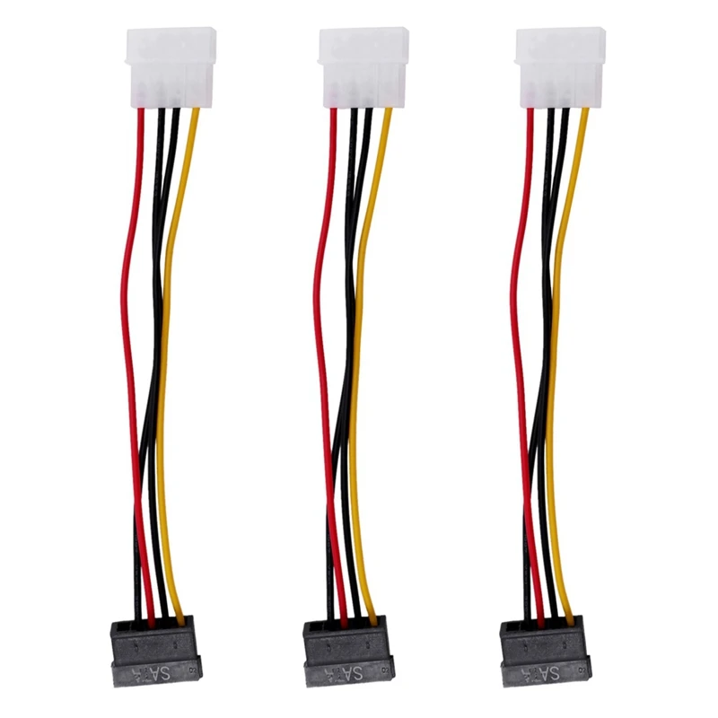 3X SATA Power Female To Molex Male Adapter Converter Cable, 6-Inch