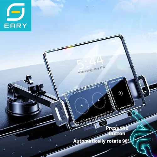 Cargador de coche inalámbrico Eary de 15W para Samsung Z Fold 7 6 5 soporte de teléfono para salpicadero de ventilación de aire de carga rápida para iPhone 16 Pro Max