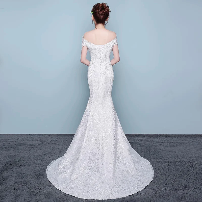 XXN-054B#Waist Cinching Fish Tail Dress 2025 New Palace Bride Slimming Wedding Dress With One Shoulder Cheap Wholesale China