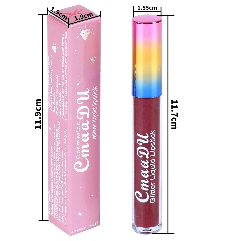 CmaaDu Diamond Sparkle Lip Gloss Long-lasting Moisturizing and embellishing lip lines to boost confidence