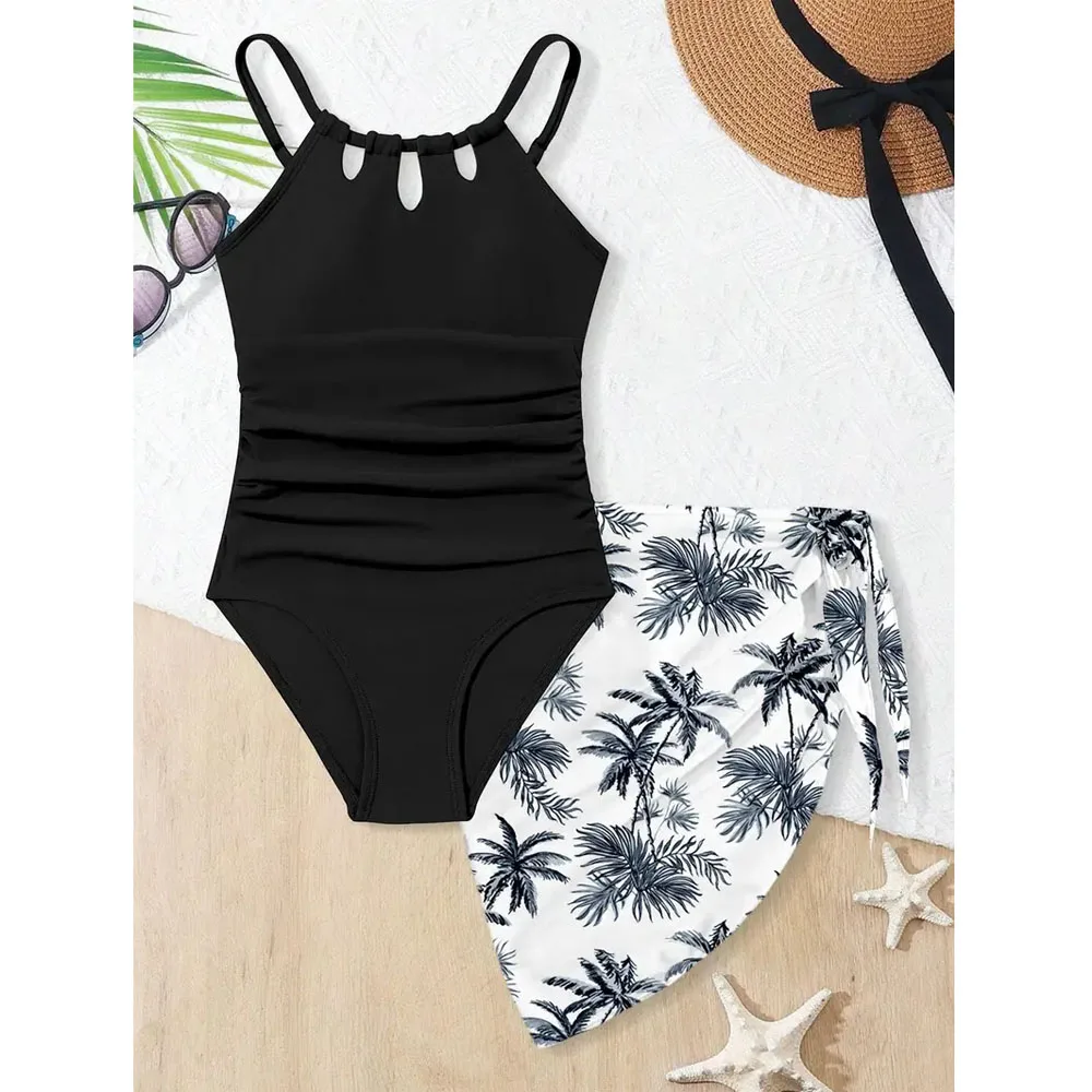 2025 Kids Girls Swimsuit Quick Dry 2 Piece Swimwear For Girls Swiming Beach Clothing And A Skirt Bathing Suit 8 9 10 11 12 Years