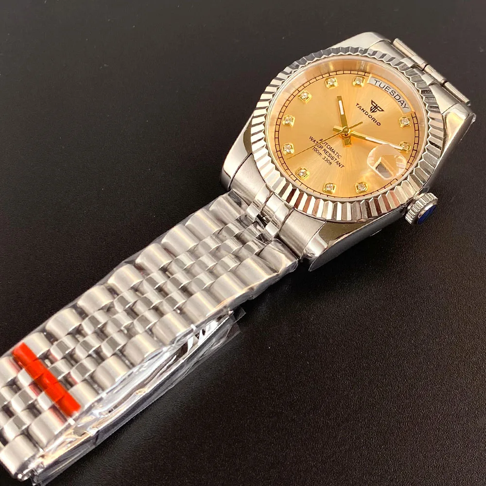 맞춤형 로고 36mm 39mm 12시 날짜 주간 선버스트 다이얼 NH35A 자동식 무브먼트 남자 시계 사파이어 유리 스테인레스 스틸