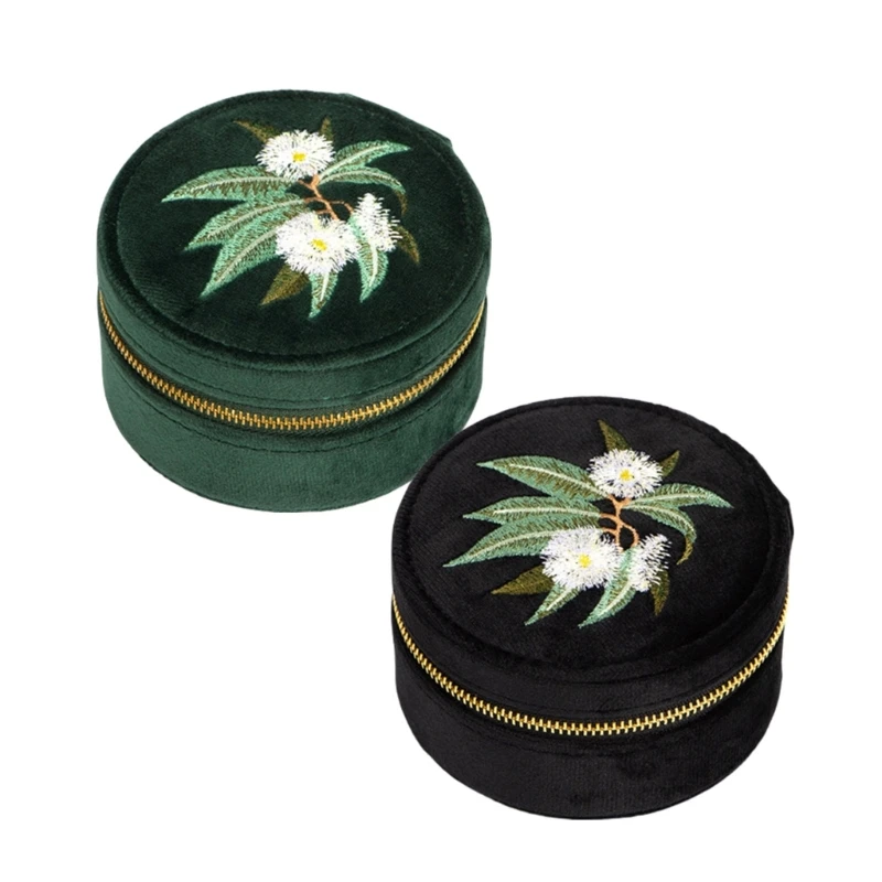 

YUYU Embroidered Bracelet Holder Storage Box for Bangles and Accessories Small Jewelry Case with Embroidery Birthday Gift