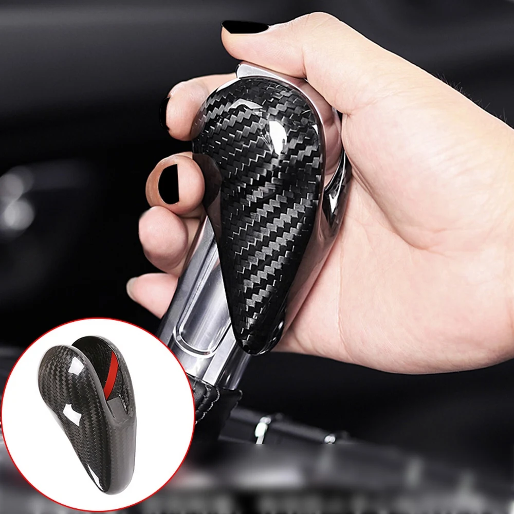 For Porsche MACAN 718 911 Panamera Cayman Carbon Fiber Car Gear Shift Knob Cover Trim Decoration Cover Real Carbon Fiber