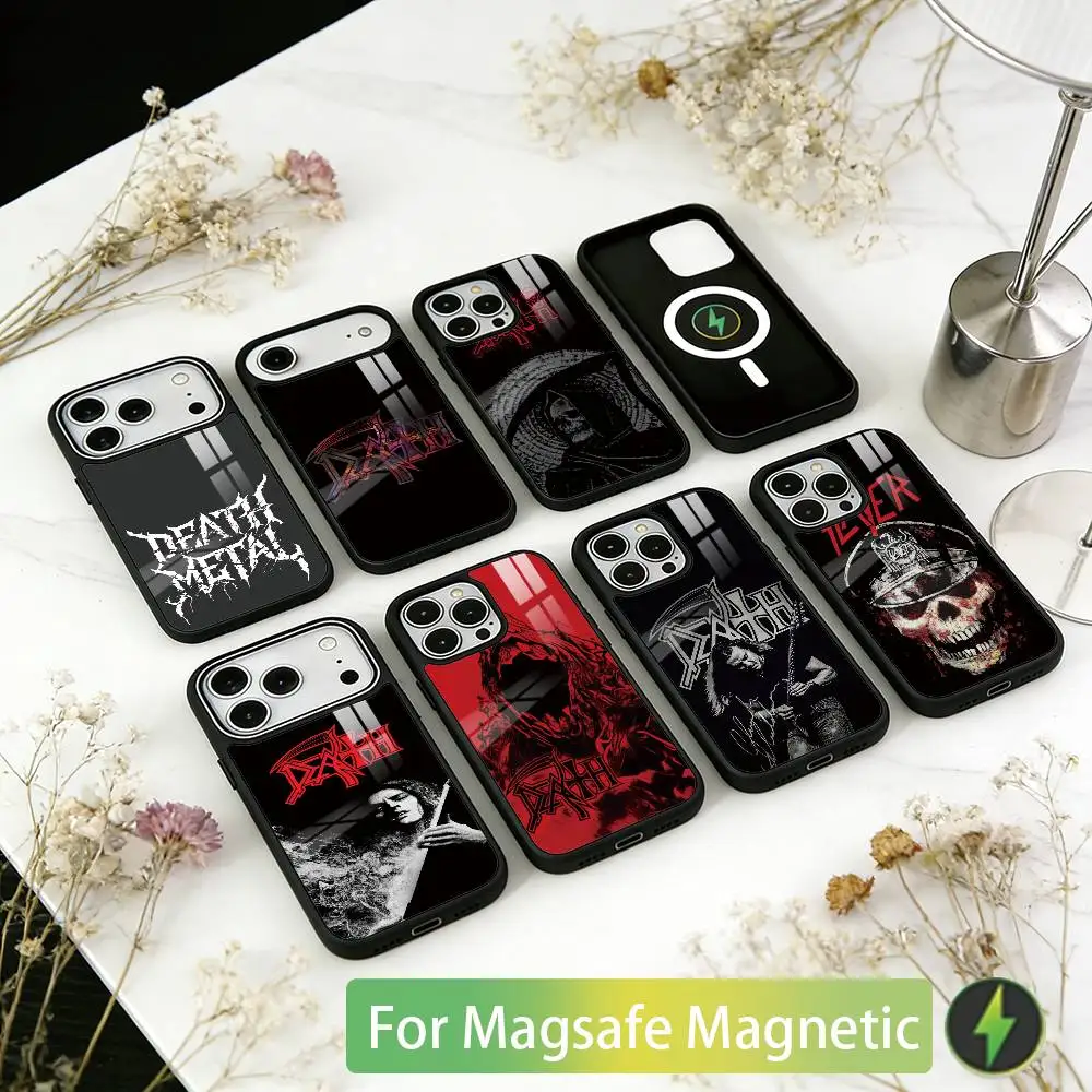 

M-Metal B-Band D-Death Phone Case For iPhone17,16,15,14,13,12,11 Plus,Pro Magnetic with Magsafe Wireless Charging