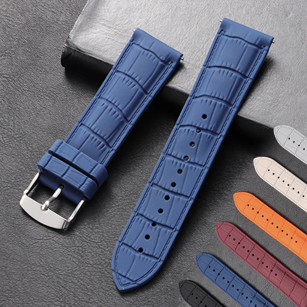 Silikon-Uhrenarmband mit Schnellverschluss, Gummi-Uhrenarmband, 20 mm, 22 mm, Herren-Sport-Ersatzarmband, universelles wasserdichtes Armband
