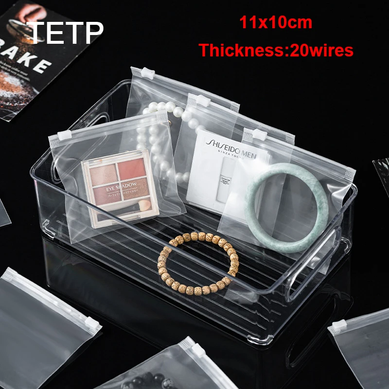 

TETP 100Pcs Mini Transparent Zipper Bags Jewelry Bracelets Cosmetics Card Packaging Small Toy Sample Display Data Cable Storage