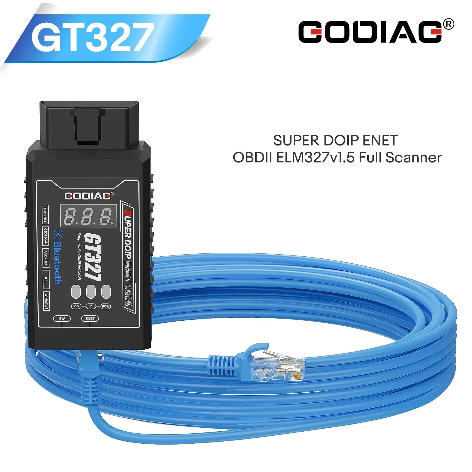 GODIAG GT327 SUPER DOIP ENET ELM327v1.5 Bluetooth 4.0 Obd II الماسح الضوئي، لنظام iOS/Android/Windows يدعم جهد العرض