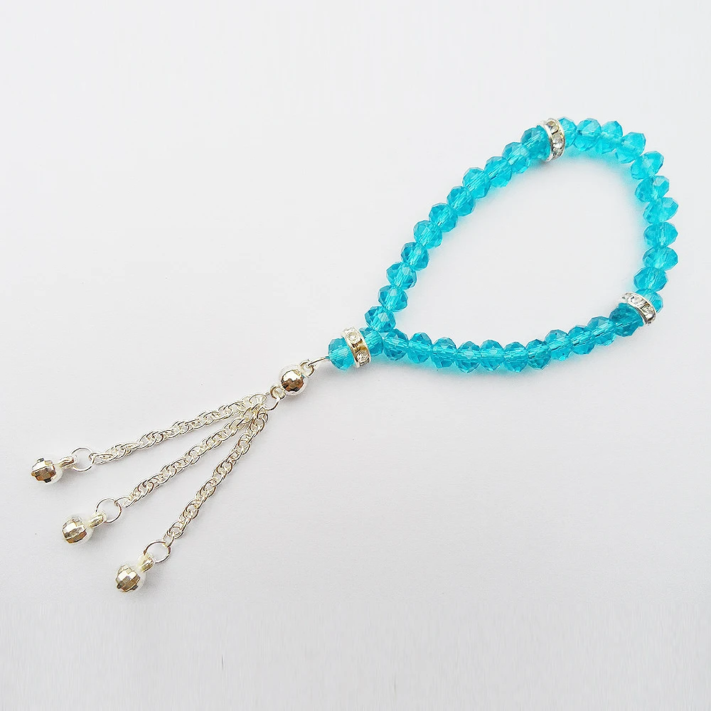 Tiki Official-website по 2 грн New Blue Crystal Bracelet Tasbih Prayer Glass Beaded Bracelets Pulseras Mujer High Quality