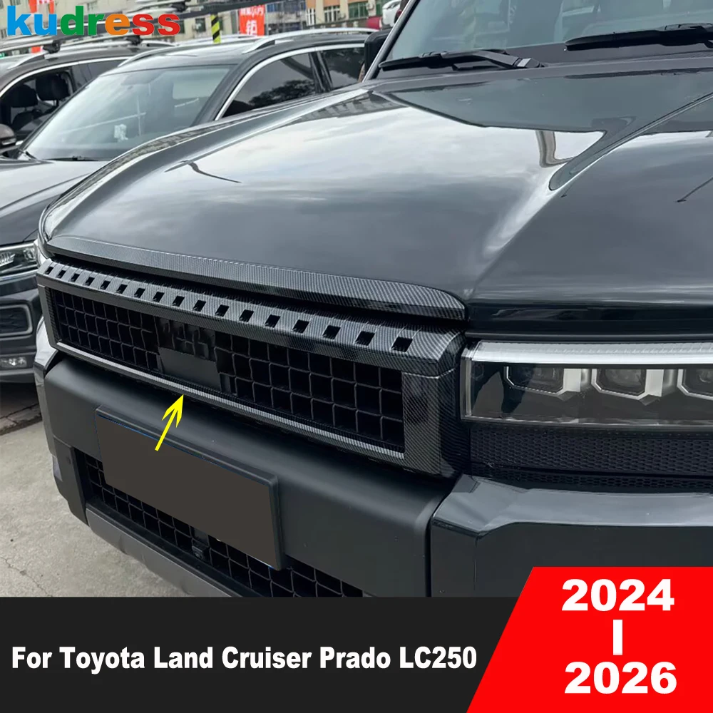 

Передняя центральная решетка автомобиля, накладка на решетку для Toyota Land Cruiser Prado LC250 2024 2025 2026, аксессуары из углеродного волокна