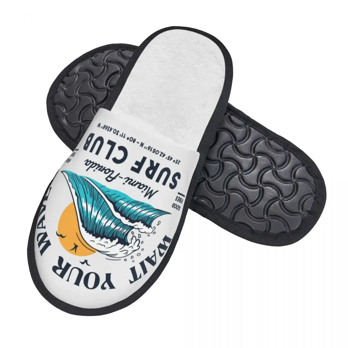 Custom Wait Your Wave Sure Club Guest Slippers for Bathroom Women Summer Surfing Surfer House Slipper