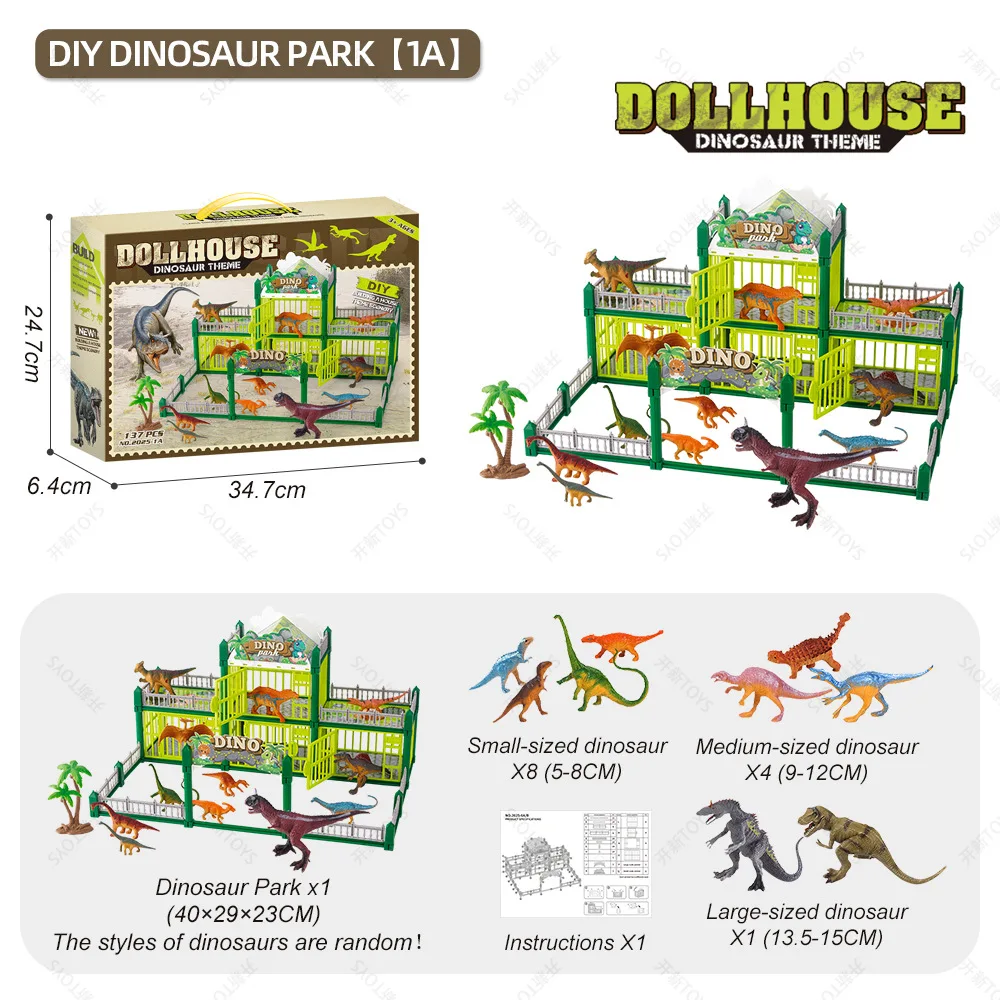 لعبة تجميع فيلا الديناصورات DIY للأولاد لعبة تعليمية هدية مناسبة للعائلة الأولاد والبنات