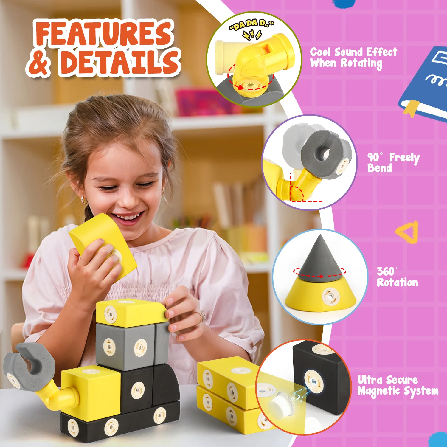 Blocos de espuma magnética, 30 peças de brinquedos robô magnéticos, blocos de construção de brinquedos sensoriais pré-escolares para meninos e meninas de 1 2 3 4 5 anos