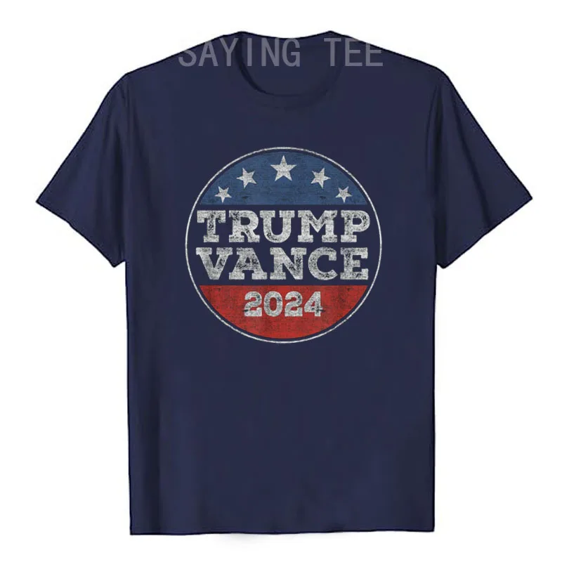 Trump 2024 Button Election for Republicans Trump Vance Campaign T-Shirt Trump Lovers America Us Flag Print Graphic Tees Outfits