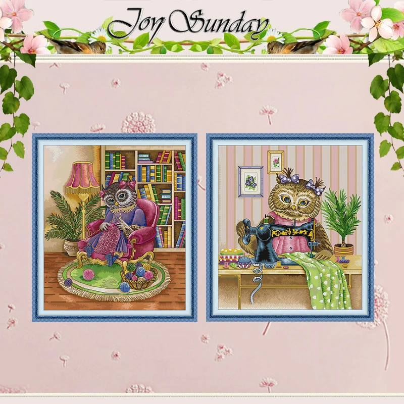 a-coruja-que-adora-tricotar-padroes-contados-ponto-cruz-conjunto-11ct-14ct-16ct-carimbado-dmc-ponto-cruz-kit-bordado-bordado-bordado