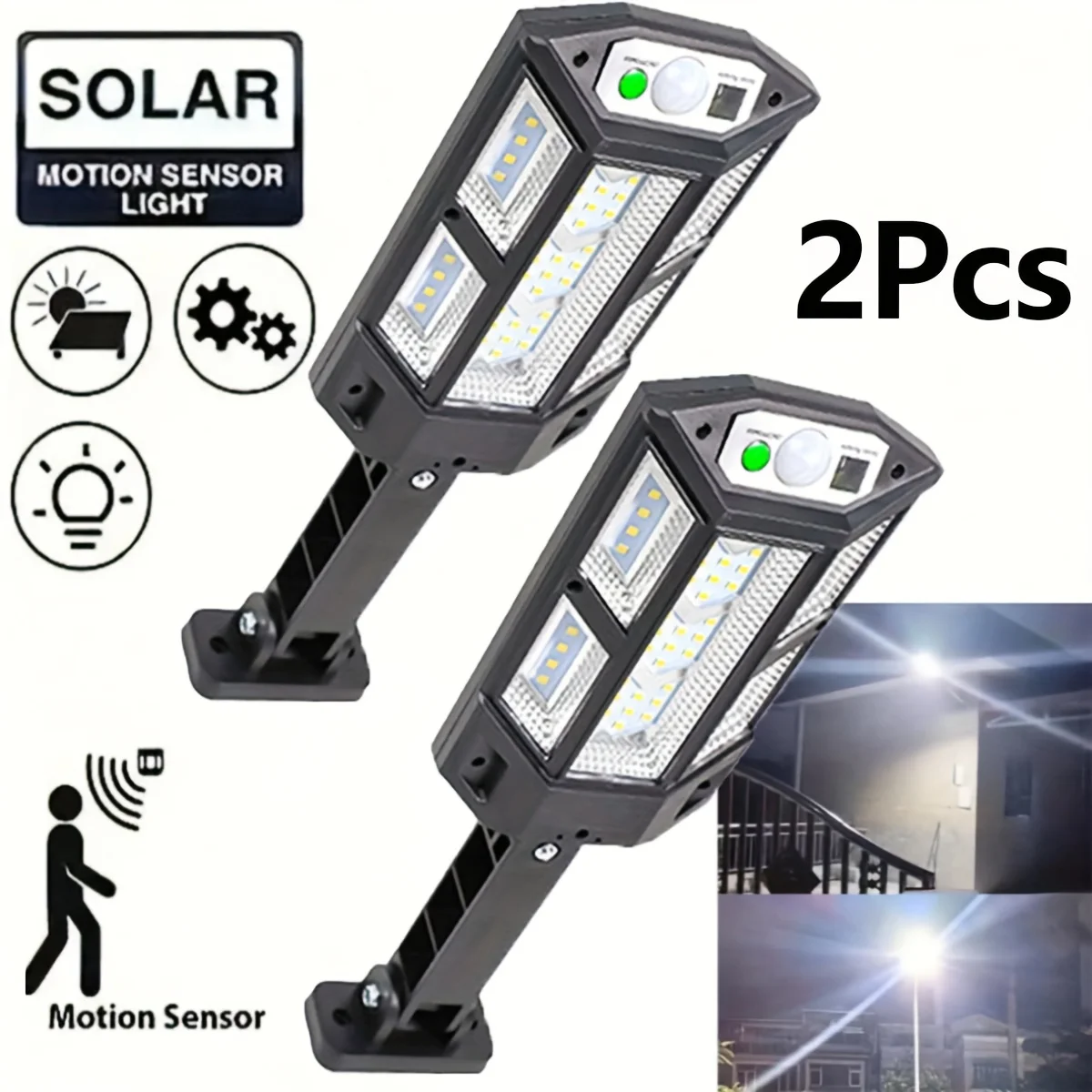 

30000LM Солнечные светодиодные фонари Наружные солнечные фонари с датчиком движения 3 режима Водонепроницаемый IP65 Солнечный садовый светильник Уличный фонарь для двора