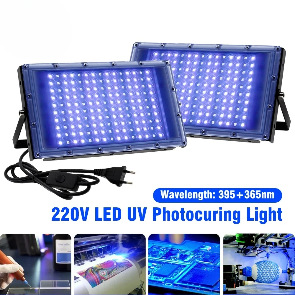 Led 300W Purple Light 365nm UV Curing Lamp 395nm Fluorescent Detection Lamp Shadowless Glue UV Curing lamp Green Oil Resin