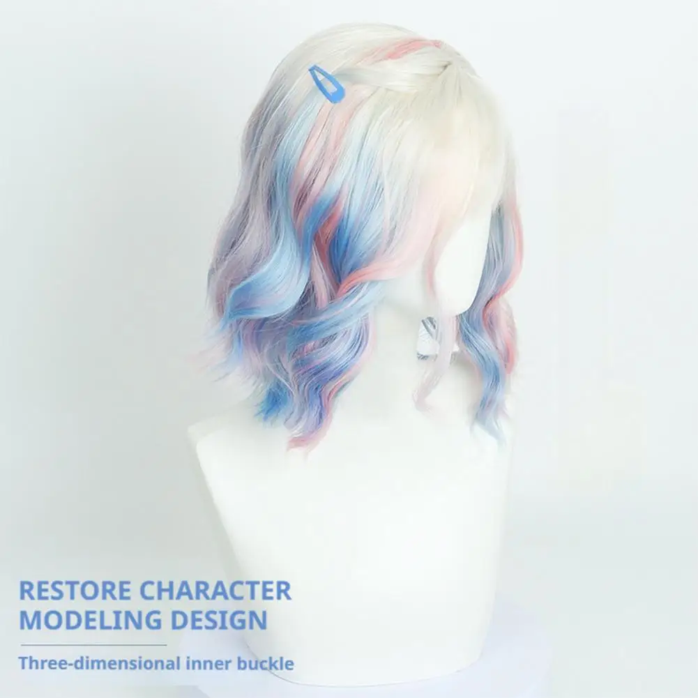 Para el miércoles Serie de televisión Peluca de cosplay para Enid Sinclair, peluca delantera de encaje de chica lobo corta y rizada colorida
