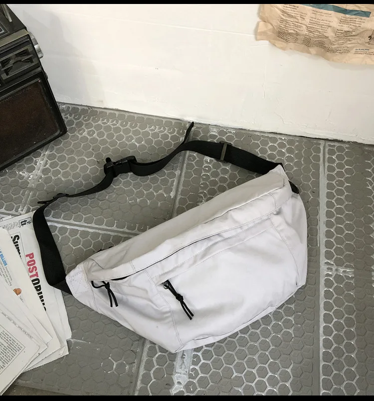 Teenager Boy Chest Bags Fashion Pure Color Large Capacity Harajuky Shoulder Bag Crossbody Trendy Casual Sport Belt Waist Bag Men