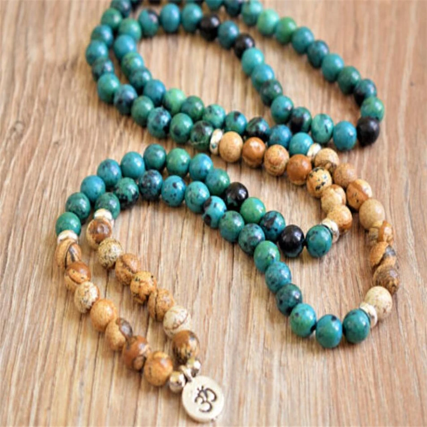 

6mm Picture Stone Malachite gemstone Mala Bracelet 108 Beads Beaded Party Teens Energy Cuff Health Prayer