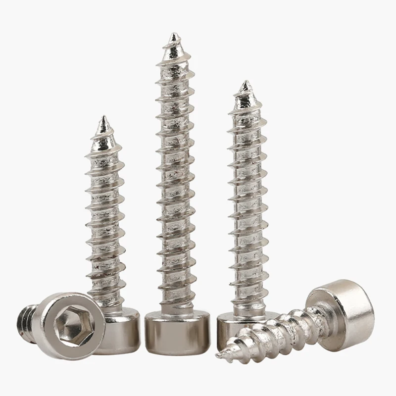 50pcs M1.7 M2 M2.3 M2.6 M3 M3.5 M4 M5 M6 Nickel-Plated Carbon Steel Allen Key Hex Hexagon Socket Cap Head Self Tapping Screw