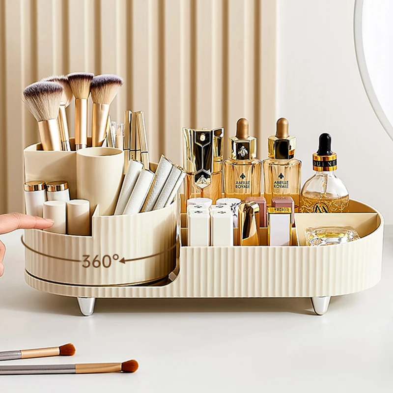 

360° Rotating Makeup Brush Holder Cosmet Storag Box Luxury Makeup Organiser Lipsticks Make Up Container Vanity Organizer Box