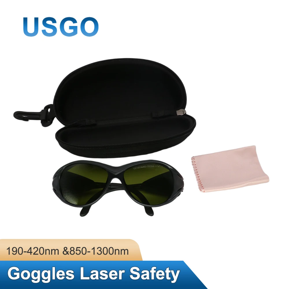 USGO Fiber Laser Safety Goggles 190-420nm & 850-1300nm OD6+ CE Protective Eyewear for Industrial Laser Cutting