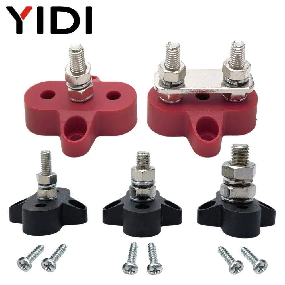 1Pair M6/M8/M10 Heavy Duty Busbar Connector Battery Power Distribution Junction Terminal Block Stud Bus Bar DC 48V Car RV Ship